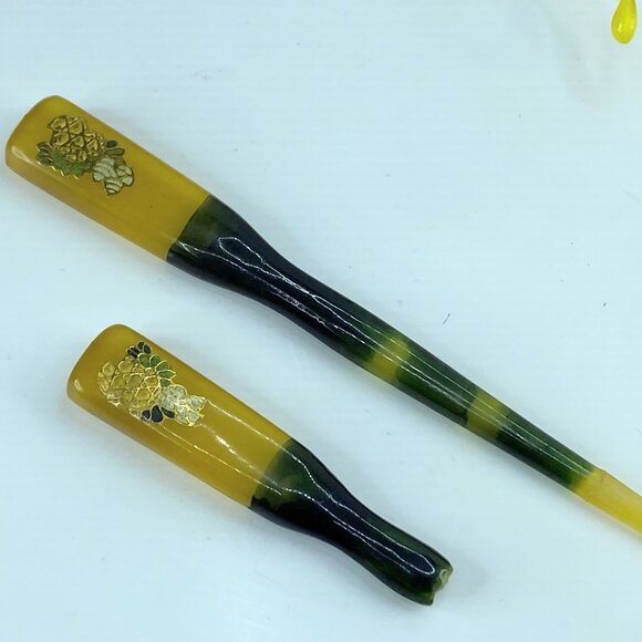 Japanese Celluloid Green transparent Koga Kanzashi Hair Ornament 13.9g GS613